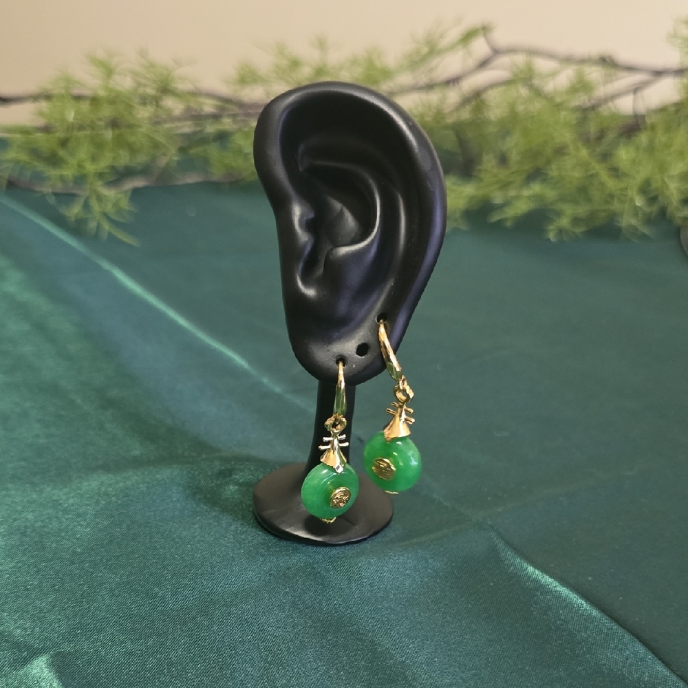 Chic Gold and Green Drop Earrings